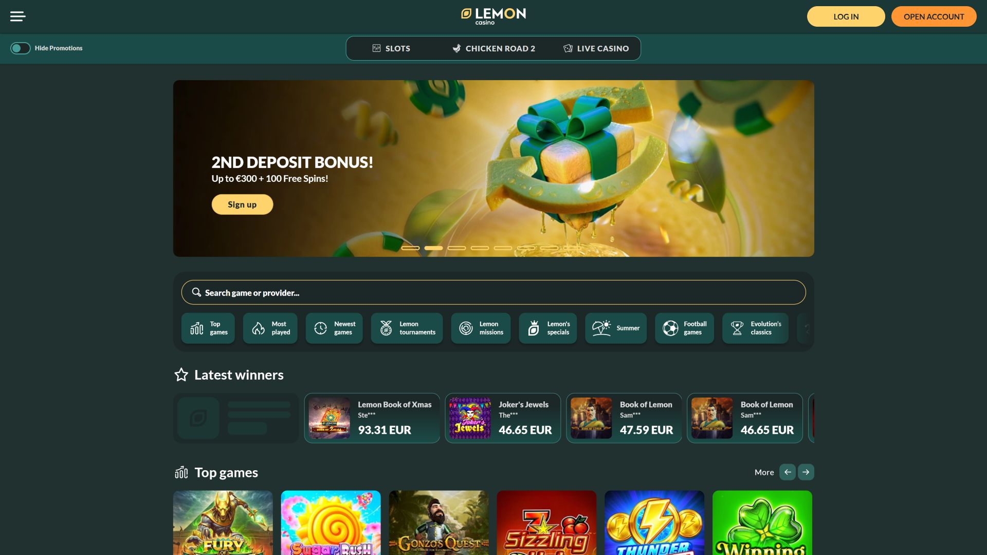 Homepage — Lemon Casino